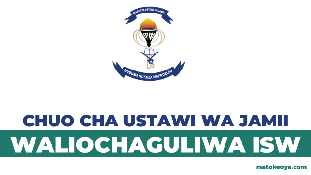 Matokeo ya Waliochaguliwa ISW Selected Applicants 2025-26 OAS