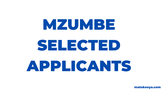 Mzumbe Selected Applicant 2025-26