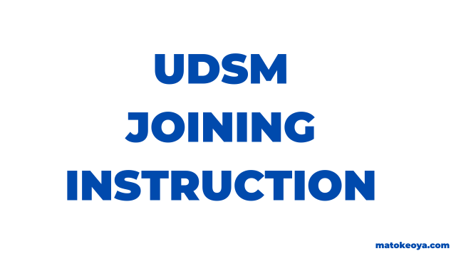 UDSM Joining instructions 2025-26