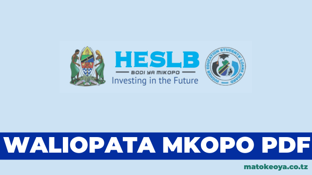 Majina Ya Waliopata Mkopo HESLB PDF 2025/2026